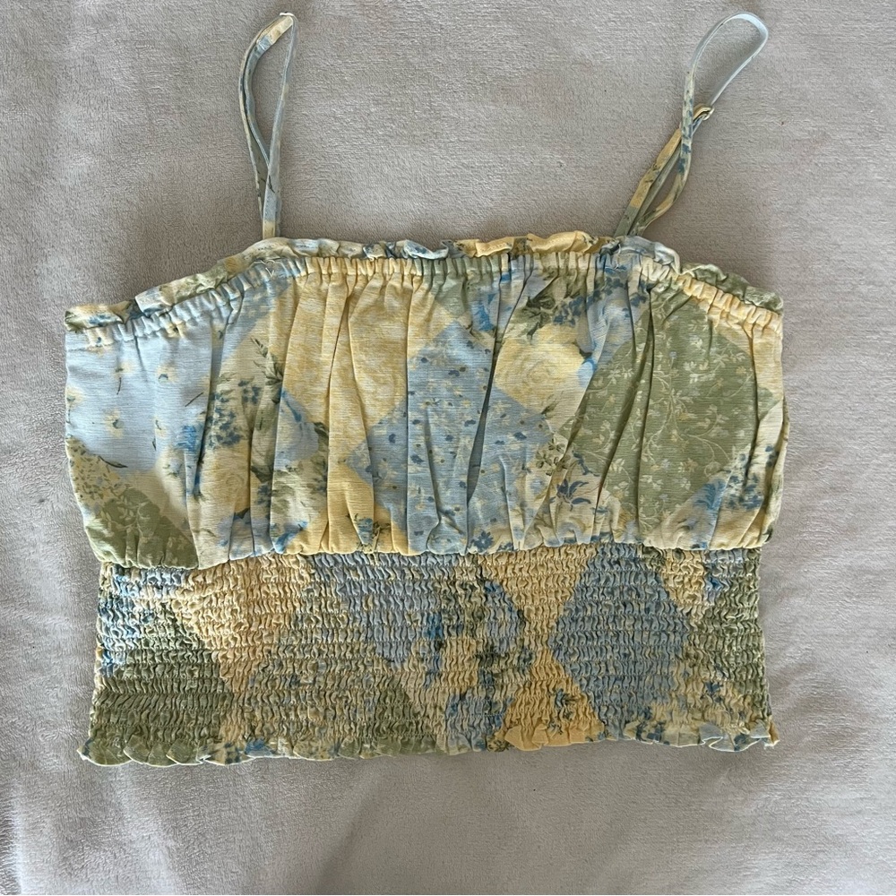 American Eagle Outfitters Pastel Patchwork Smocked Tank